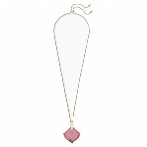 Aislinn Gold Long Pendant Necklace Pink Rhodonite